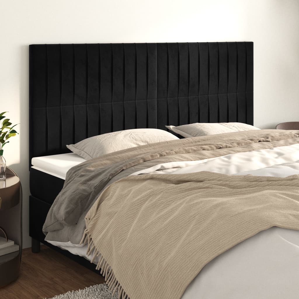 Cabeceira de cama 4 pcs veludo 80x5x78/88 cm preto