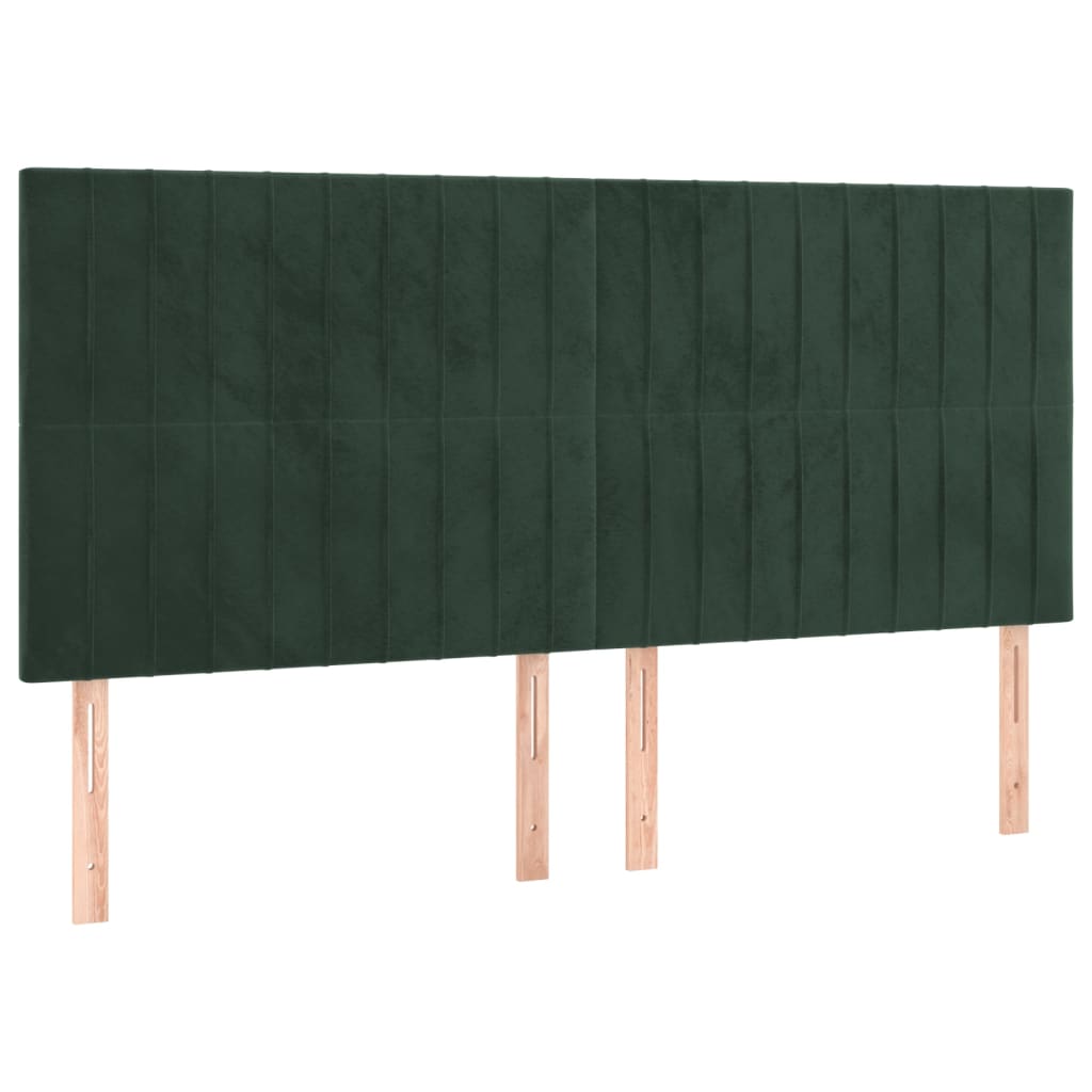 Cabeceira de cama 4 pcs veludo 80x5x78/88 cm verde-escuro