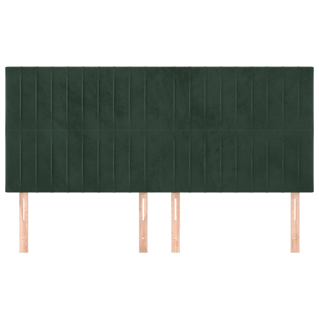 Cabeceira de cama 4 pcs veludo 80x5x78/88 cm verde-escuro