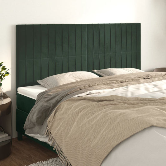 Cabeceira de cama 4 pcs veludo 80x5x78/88 cm verde-escuro