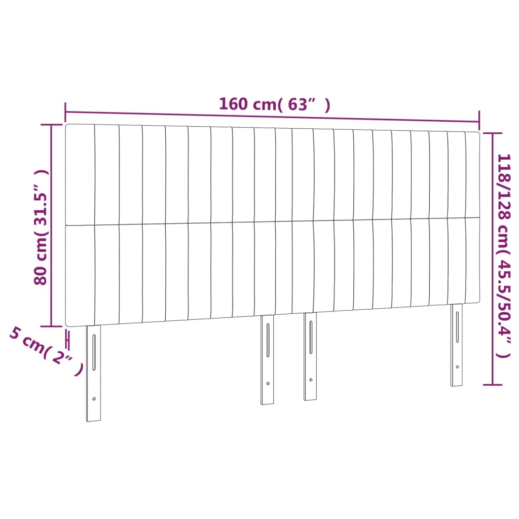 Cabeceira de cama 4 pcs veludo 80x5x78/88 cm rosa