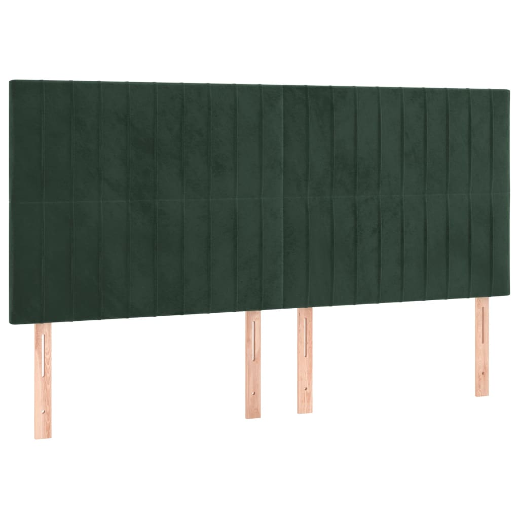 Cabeceira de cama 4 pcs veludo 90x5x78/88 cm verde-escuro