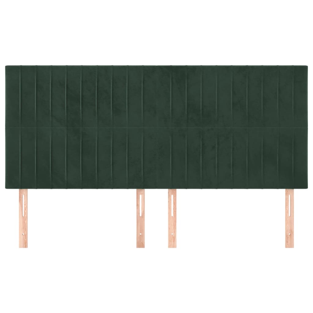 Cabeceira de cama 4 pcs veludo 90x5x78/88 cm verde-escuro