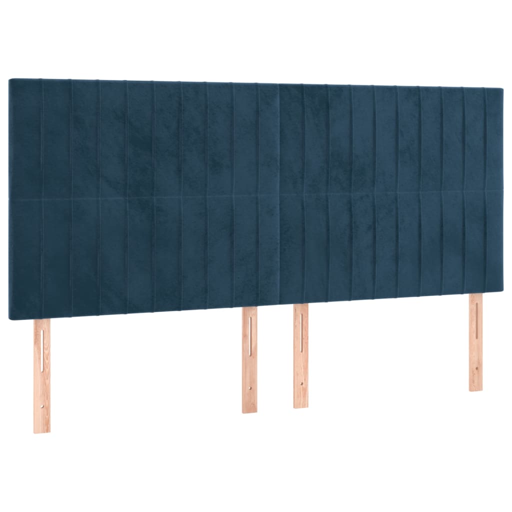 Cabeceira de cama 4 pcs veludo 100x5x78/88 cm azul-escuro