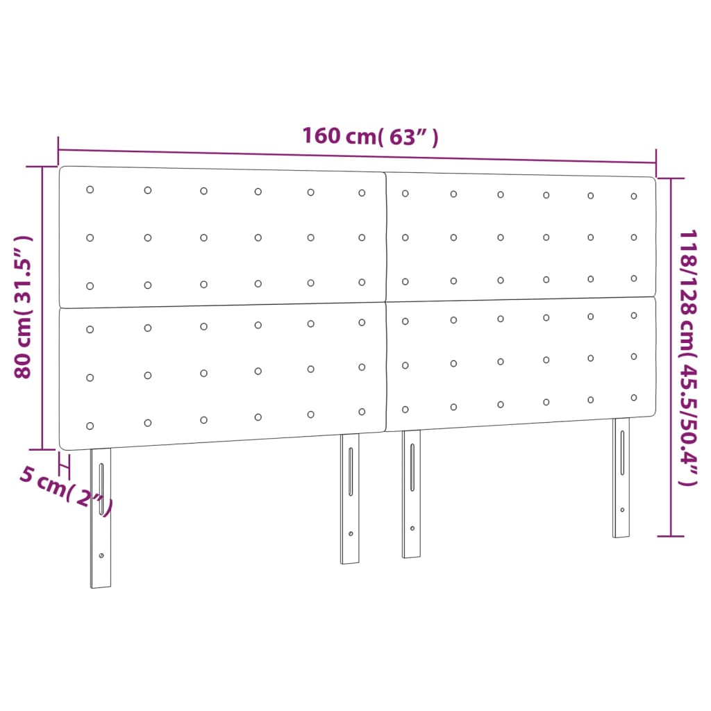 Cabeceira de cama 4 pcs tecido 80x5x78/88 cm castanho-escuro