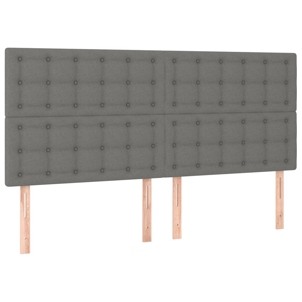 Cabeceira de cama 4 pcs tecido 90x5x78/88 cm cinzento-escuro