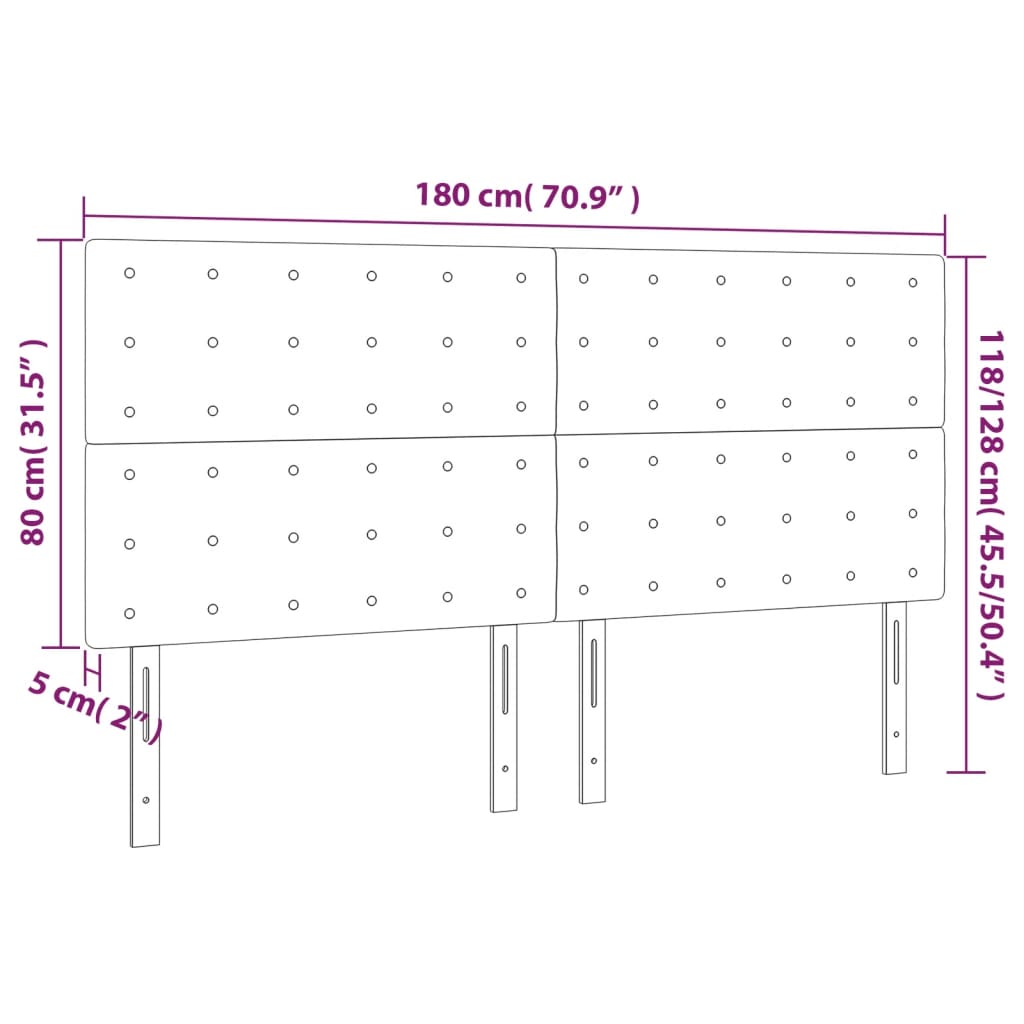 Cabeceira cama 4 pcs tecido 90x5x78/88 cm cinzento-acastanhado