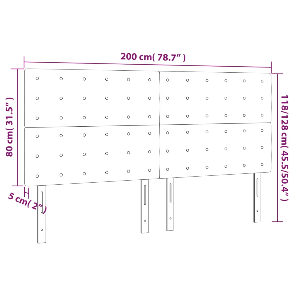 Cabeceira cama 4 pcs tecido 100x5x78/88 cm cinzento-acastanhado