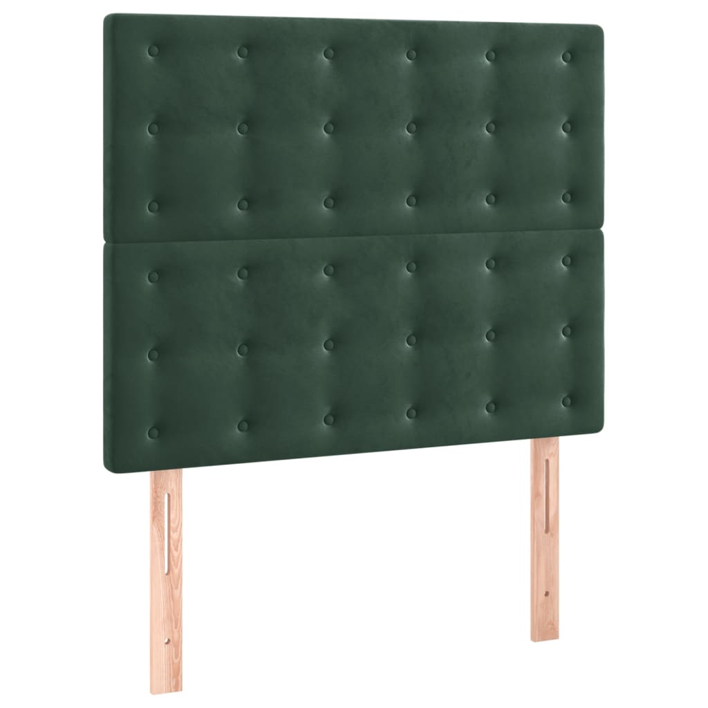 Cabeceira de cama 2 pcs veludo 90x5x78/88 cm verde-escuro