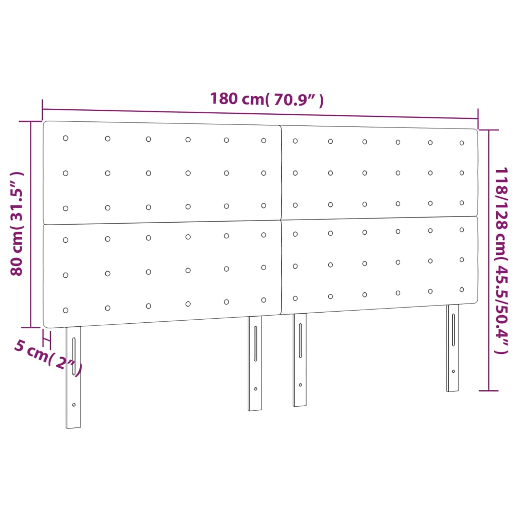 Cabeceira de cama 4 pcs veludo 90x5x78/88 cm cinzento-escuro