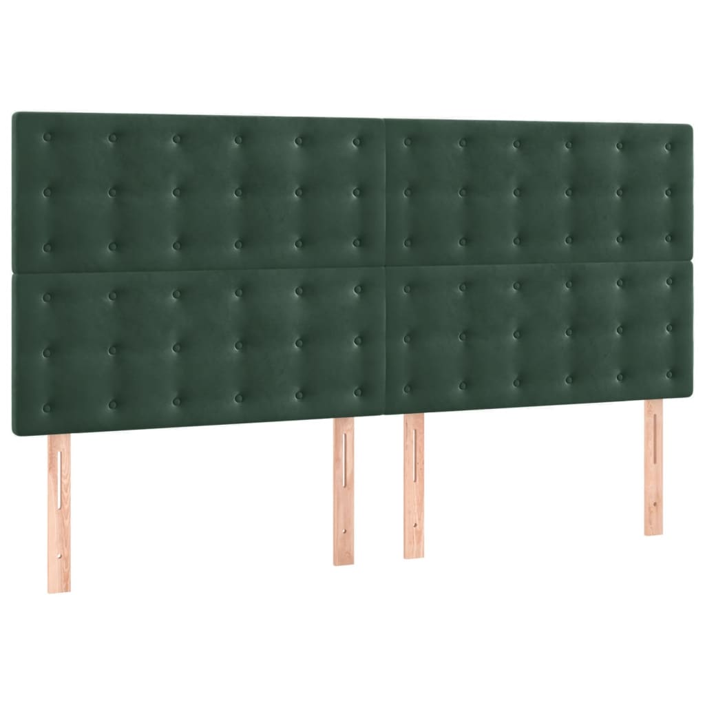 Cabeceira de cama 4 pcs veludo 90x5x78/88 cm verde-escuro