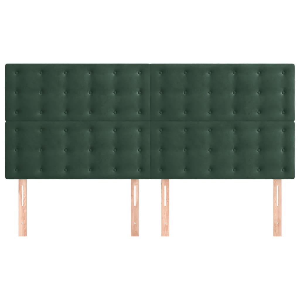 Cabeceira de cama 4 pcs veludo 90x5x78/88 cm verde-escuro