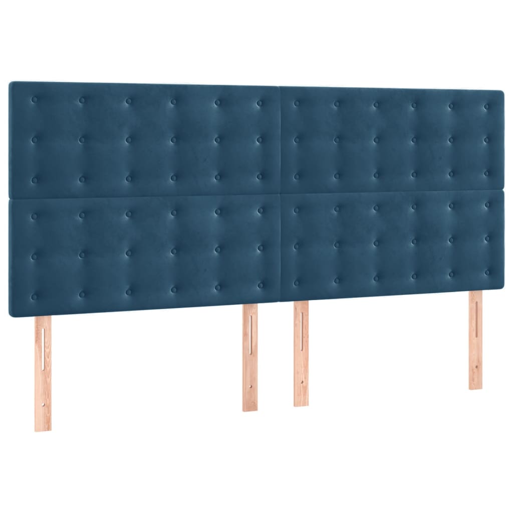 Cabeceira de cama 4 pcs veludo 90x5x78/88 cm azul-escuro