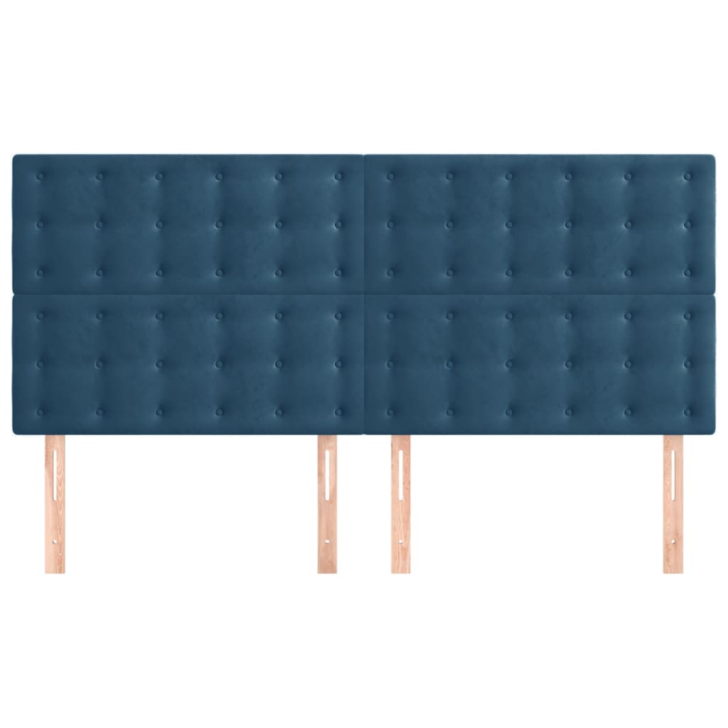 Cabeceira de cama 4 pcs veludo 90x5x78/88 cm azul-escuro