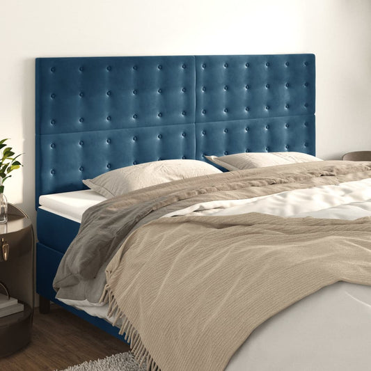 Cabeceira de cama 4 pcs veludo 90x5x78/88 cm azul-escuro