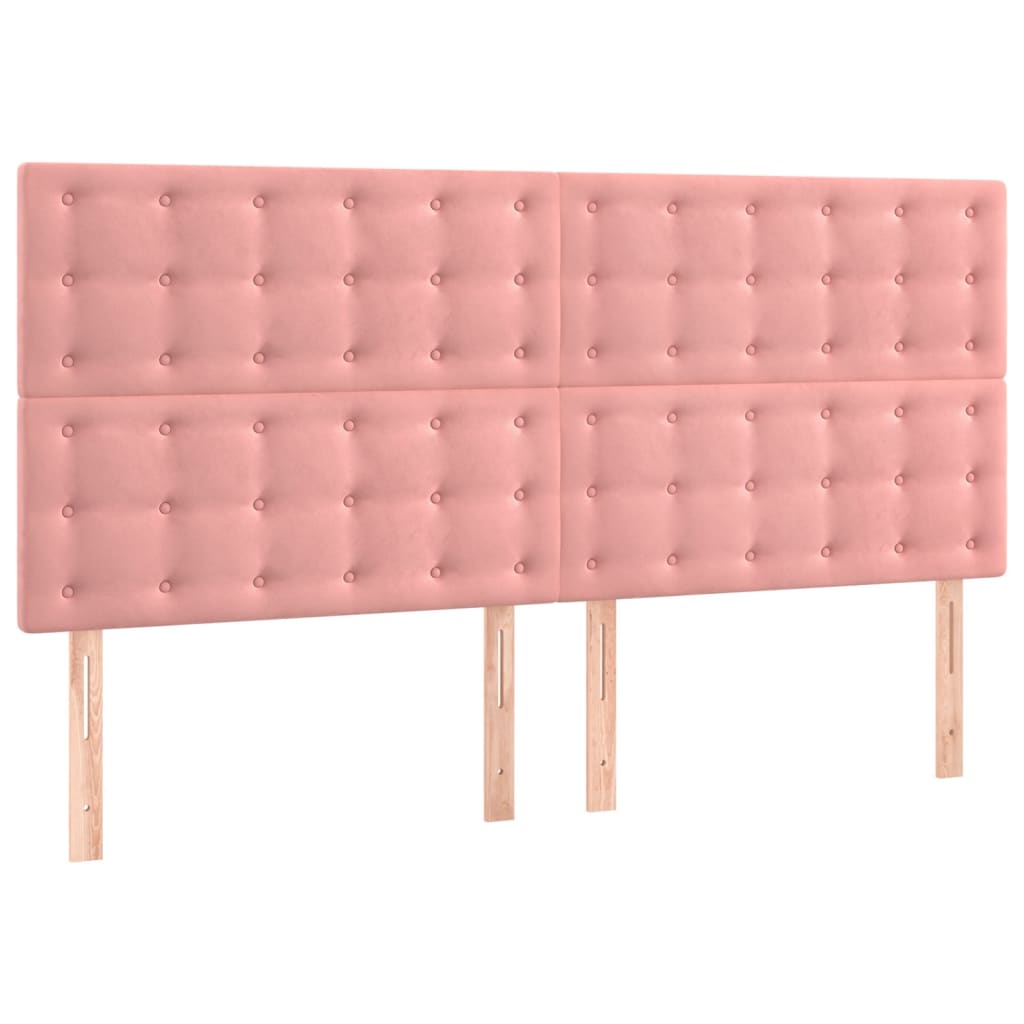 Cabeceira de cama 4 pcs veludo 90x5x78/88 cm rosa