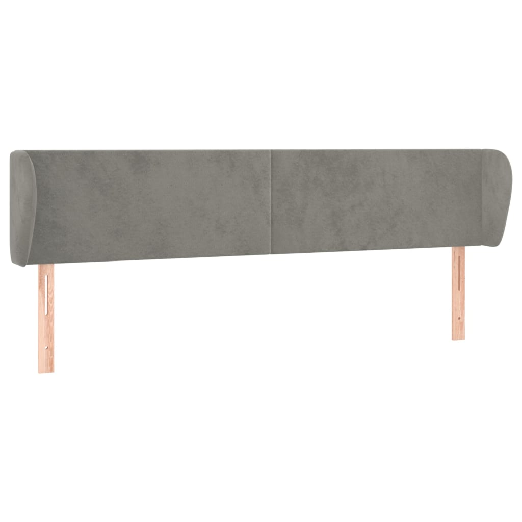 Cabeceira de cama c/ abas veludo 183x23x78/88 cm cinzento-claro