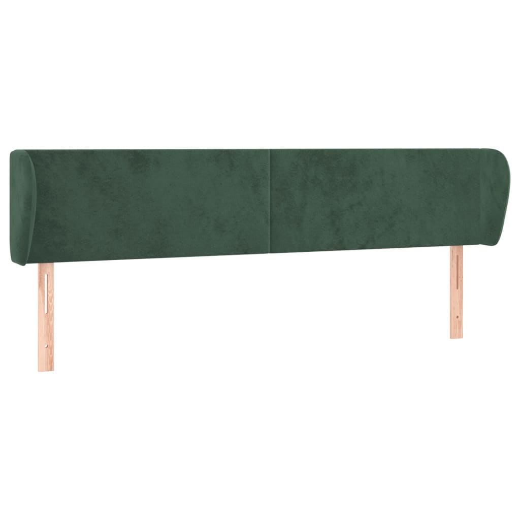 Cabeceira de cama c/ abas veludo 183x23x78/88cm verde-escuro