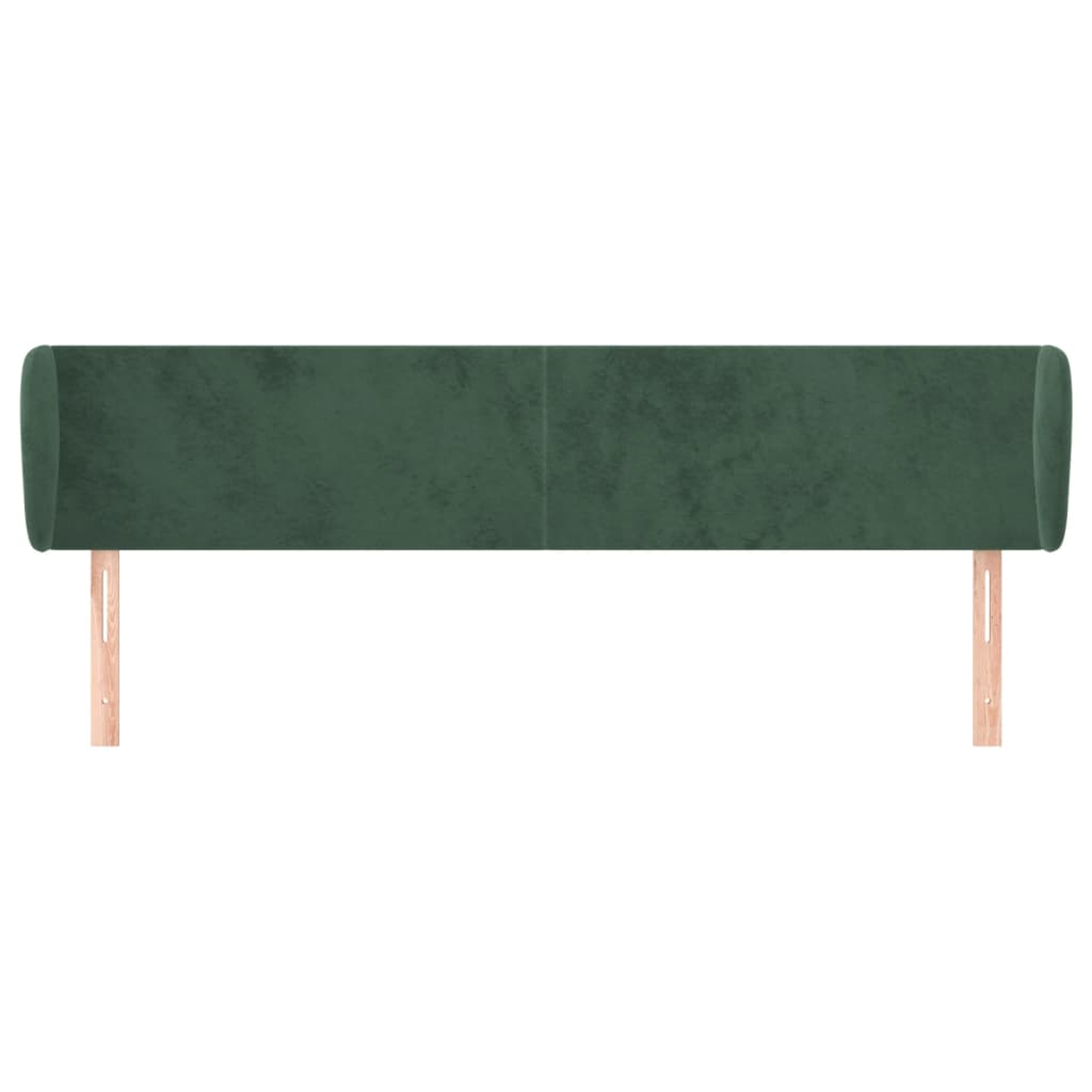 Cabeceira de cama c/ abas veludo 183x23x78/88cm verde-escuro