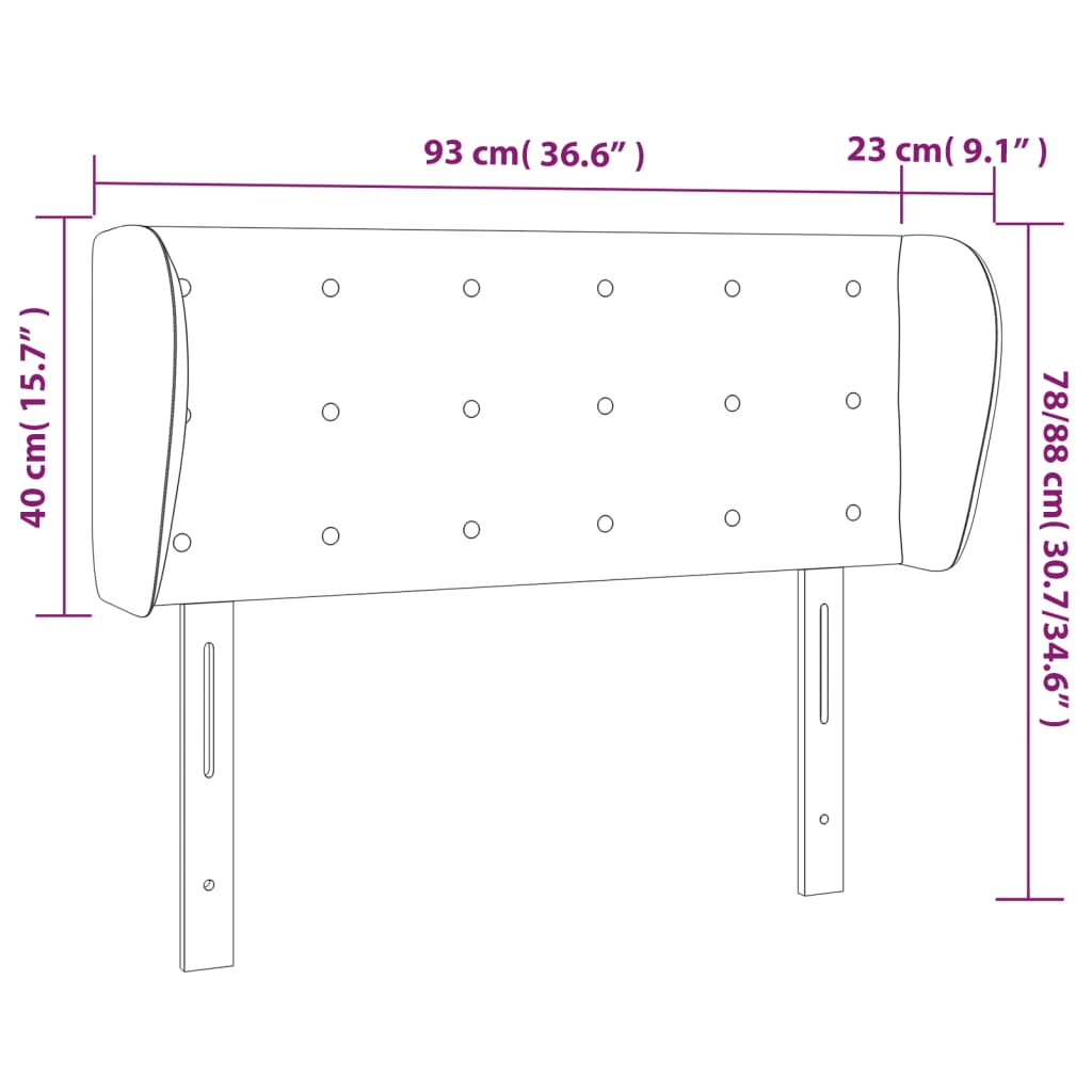 Cabeceira de cama c/ abas couro artificial 93x23x78/88 cm cinza