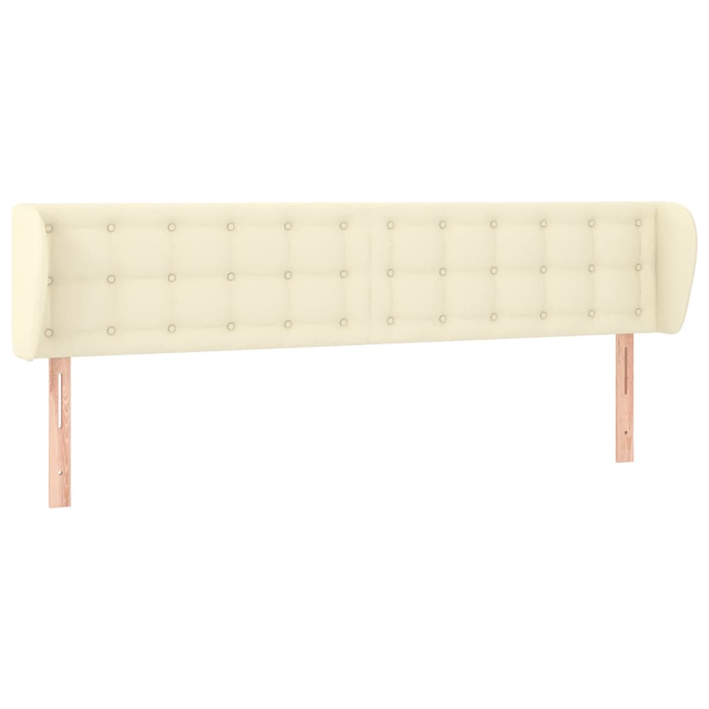 Cabeceira de cama c/ abas couro artificial 183x23x78/88cm creme