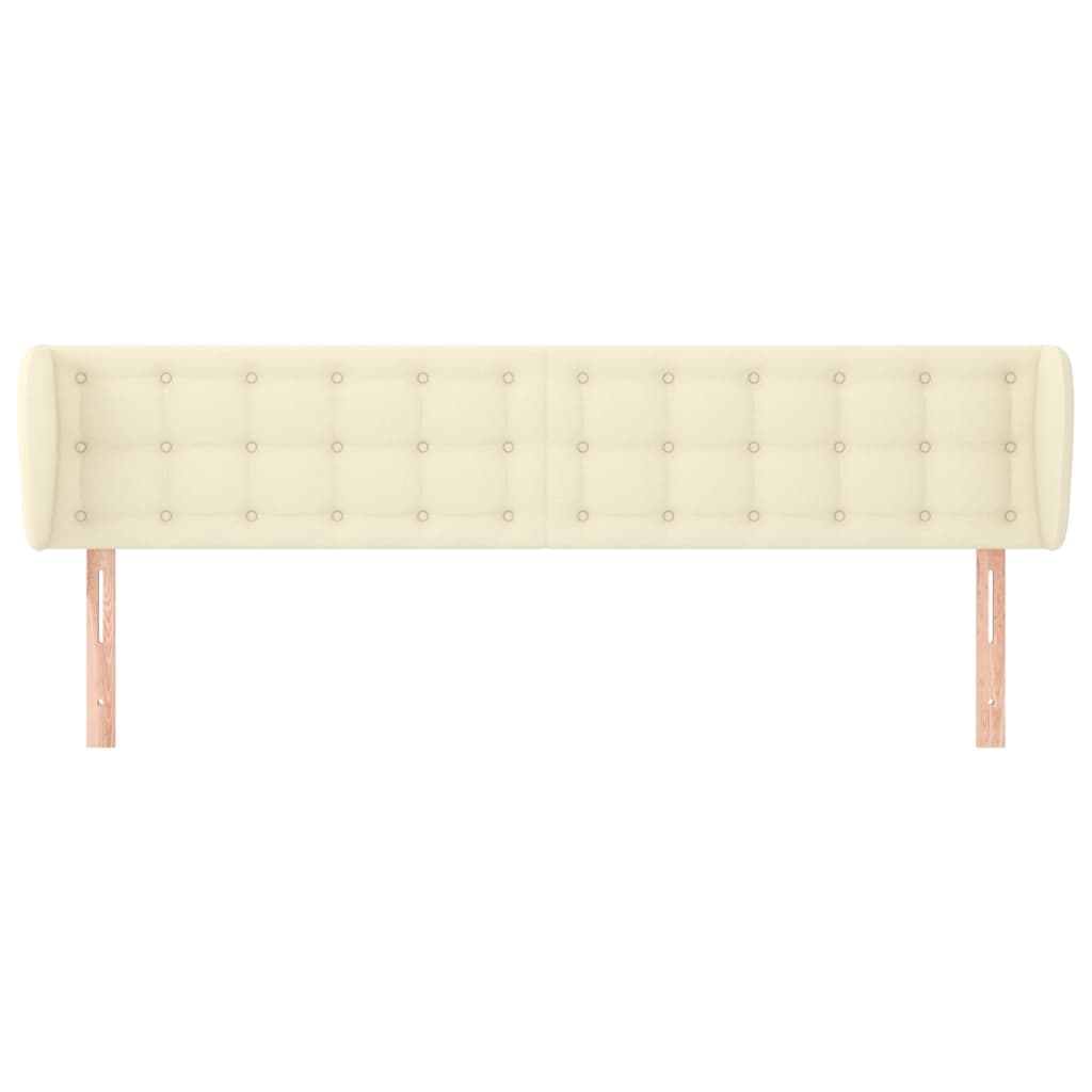 Cabeceira de cama c/ abas couro artificial 183x23x78/88cm creme