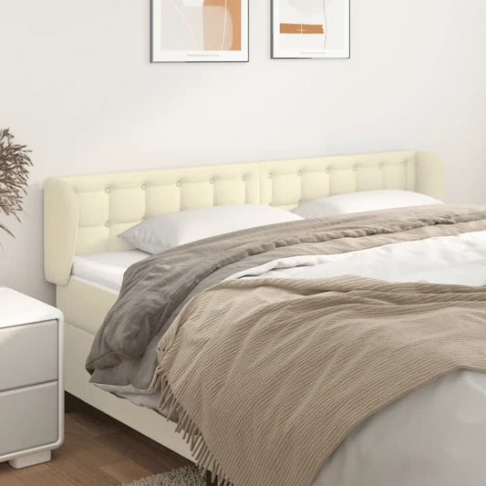 Cabeceira de cama c/ abas couro artificial 183x23x78/88cm creme