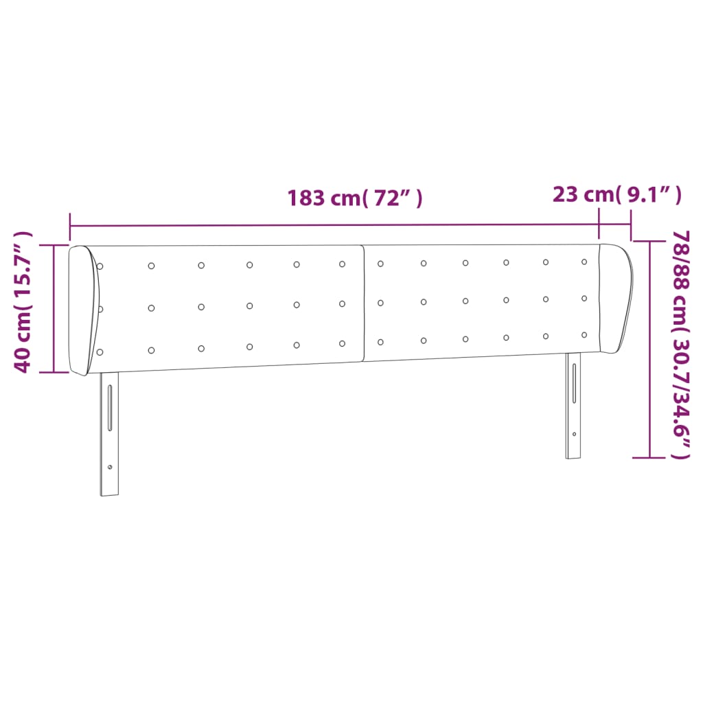 Cabeceira de cama c/ abas couro artificial 183x23x78/88cm cinza