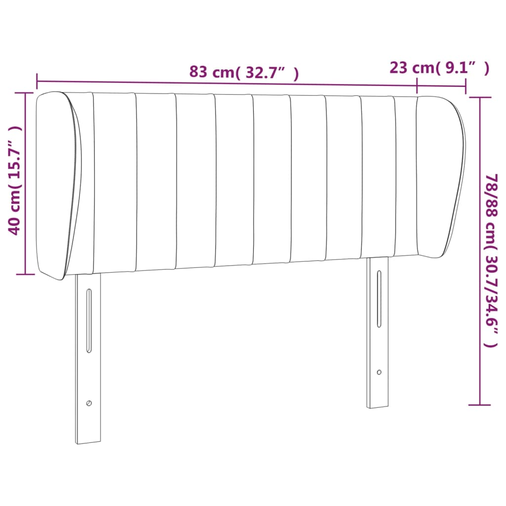 Cabeceira de cama c/ abas tecido 83x23x78/88cm castanho-escuro