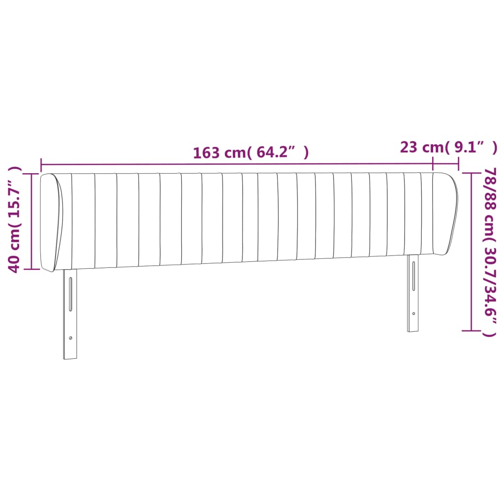 Cabeceira cama abas tecido 163x23x78/88 cm cinzento-acastanhado