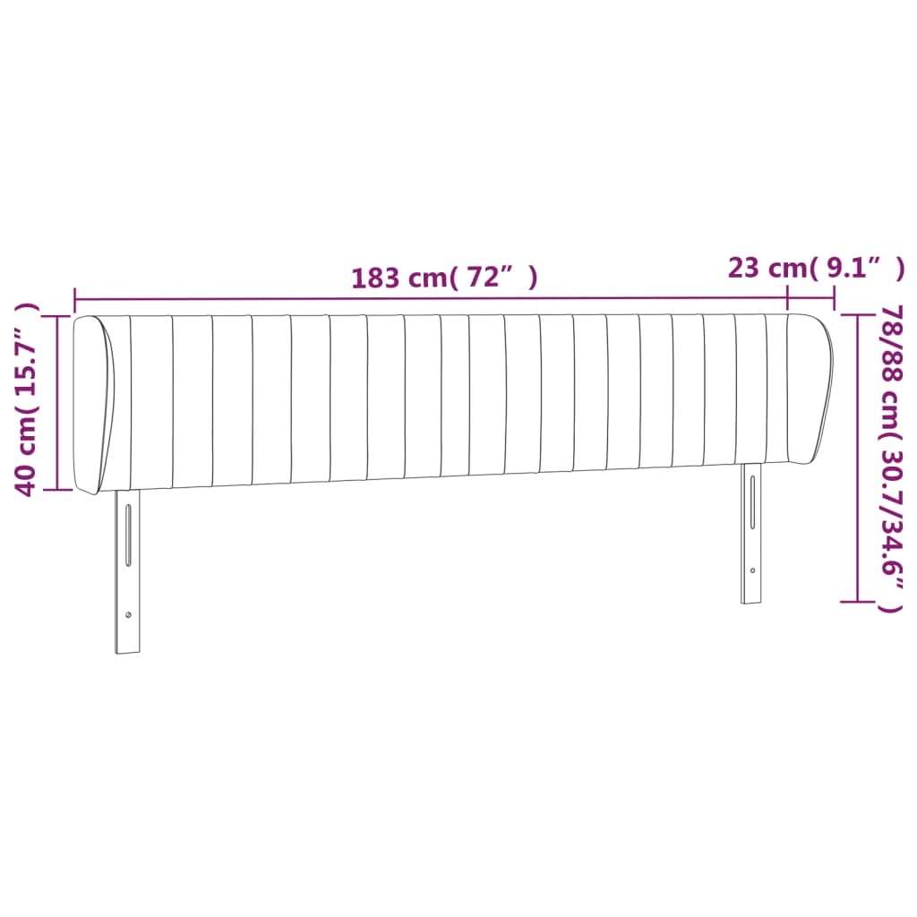 Cabeceira de cama c/ abas tecido 183x23x78/88cm castanho-escuro