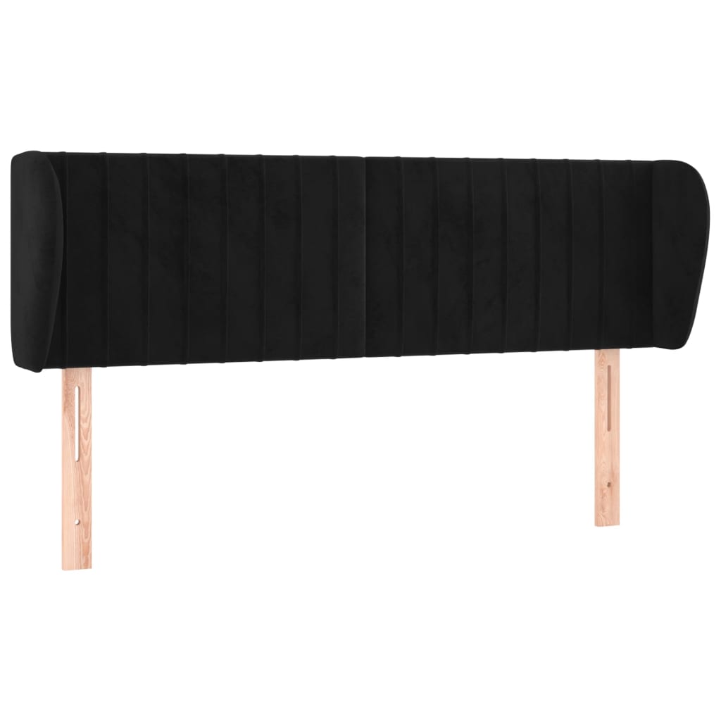 Cabeceira de cama c/ abas veludo 147x23x78/88 cm preto