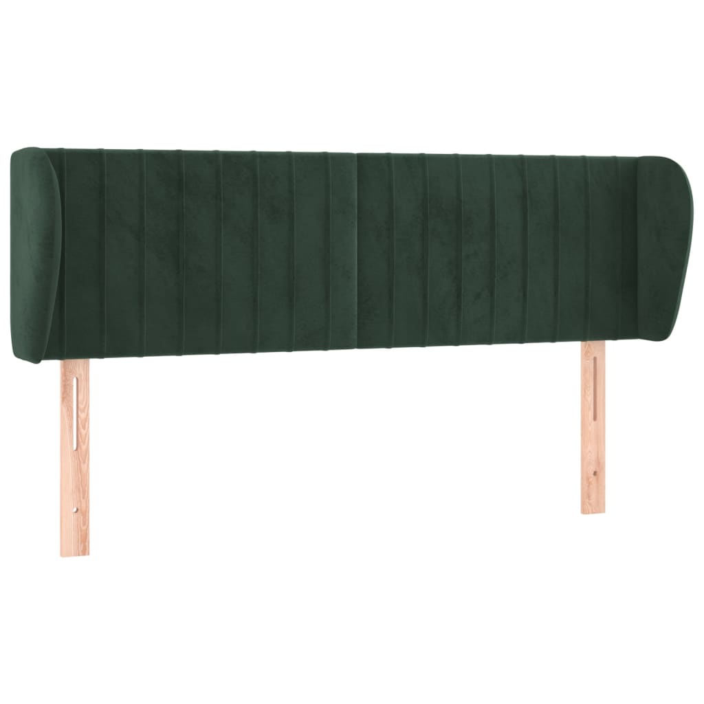 Cabeceira de cama c/ abas veludo 147x23x78/88cm verde-escuro