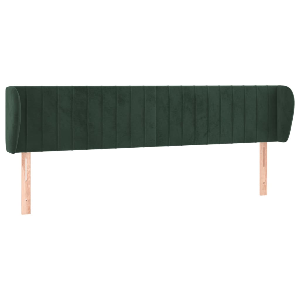 Cabeceira de cama c/ abas veludo 163x23x78/88cm verde-escuro