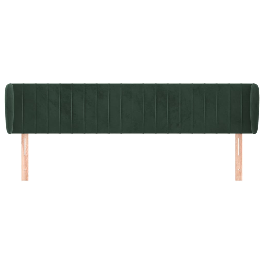 Cabeceira de cama c/ abas veludo 163x23x78/88cm verde-escuro