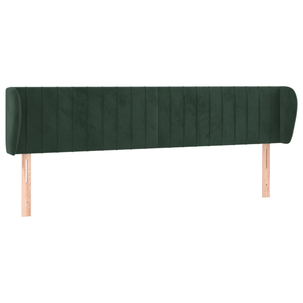 Cabeceira de cama c/ abas veludo 183x23x78/88cm verde-escuro