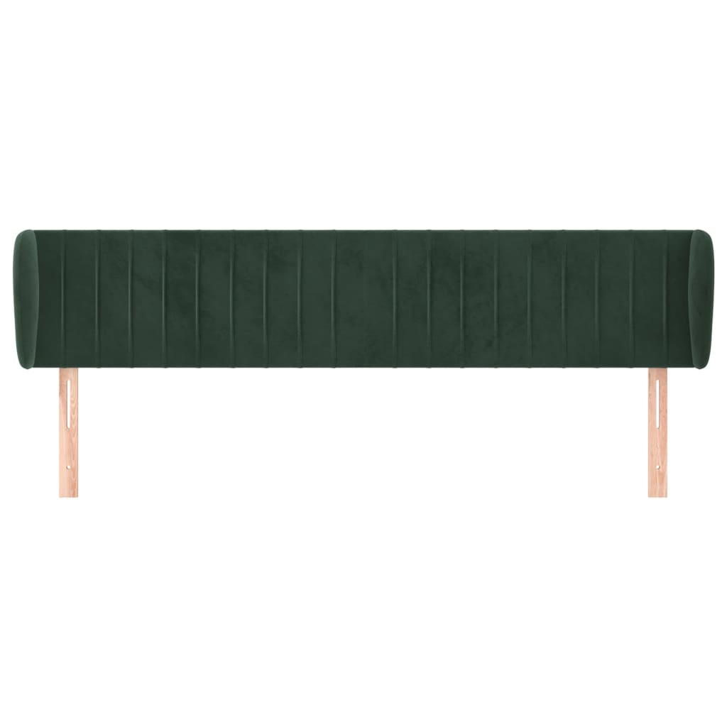 Cabeceira de cama c/ abas veludo 183x23x78/88cm verde-escuro