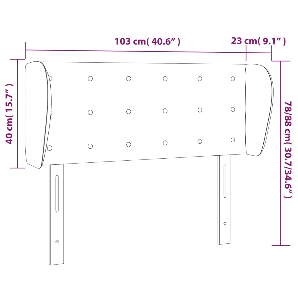 Cabeceira cama abas tecido 103x23x78/88 cm cinzento-acastanhado