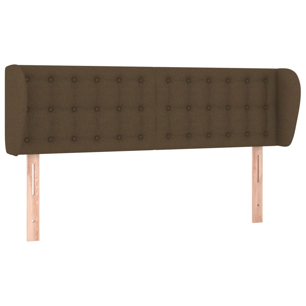 Cabeceira de cama c/ abas tecido 147x23x78/88cm castanho-escuro