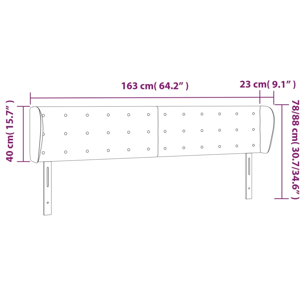 Cabeceira de cama c/ abas tecido 163x23x78/88cm castanho-escuro