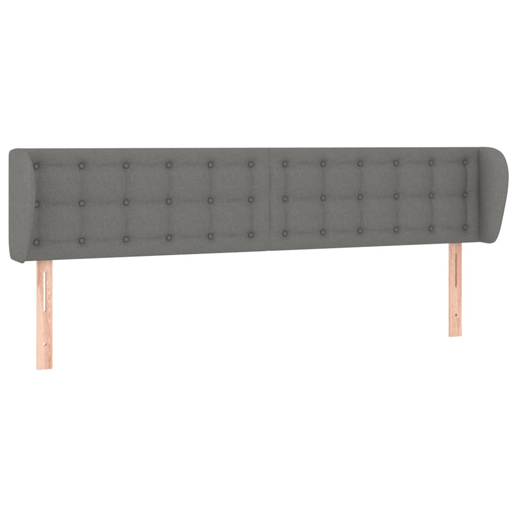 Cabeceira de cama c/ abas tecido 183x23x78/88cm cinzento-escuro