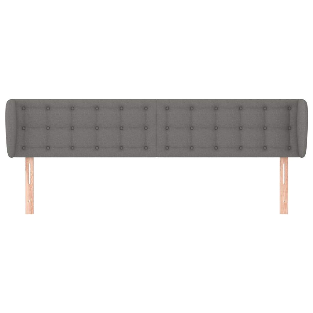 Cabeceira de cama c/ abas tecido 183x23x78/88cm cinzento-escuro