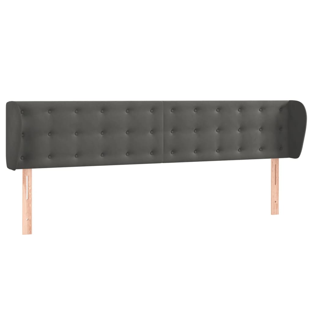 Cabeceira de cama c/ abas veludo 183x23x78/88cm cinzento-escuro