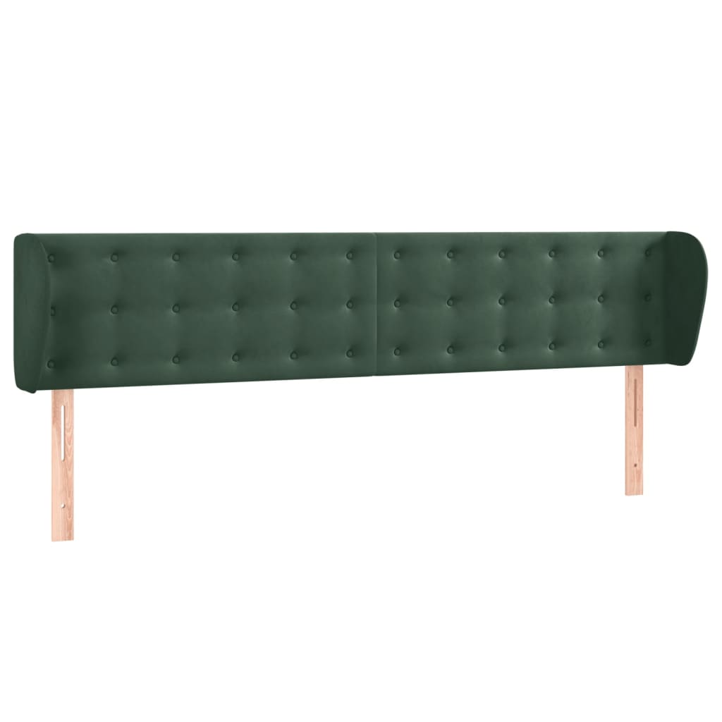 Cabeceira de cama c/ abas veludo 183x23x78/88cm verde-escuro