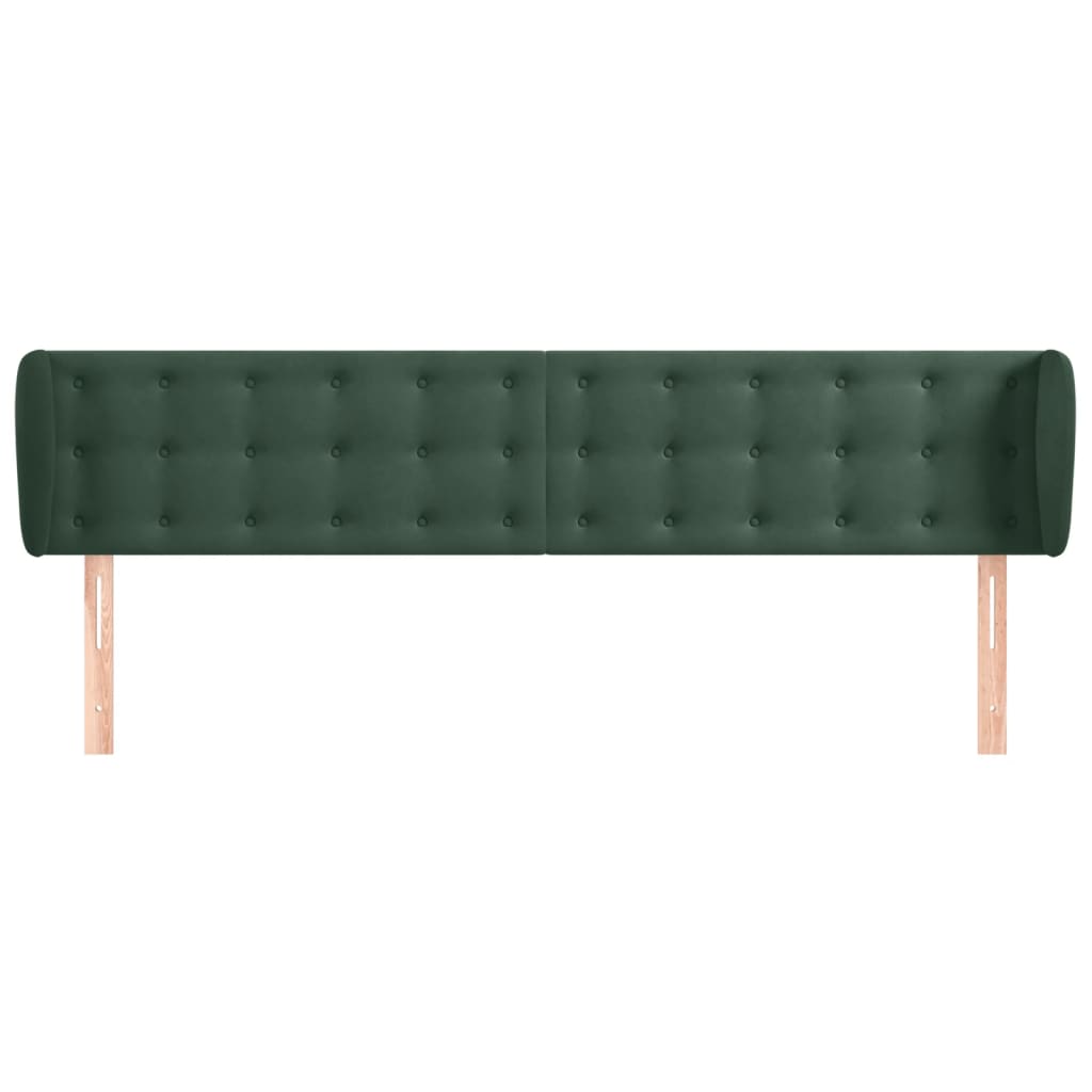 Cabeceira de cama c/ abas veludo 183x23x78/88cm verde-escuro