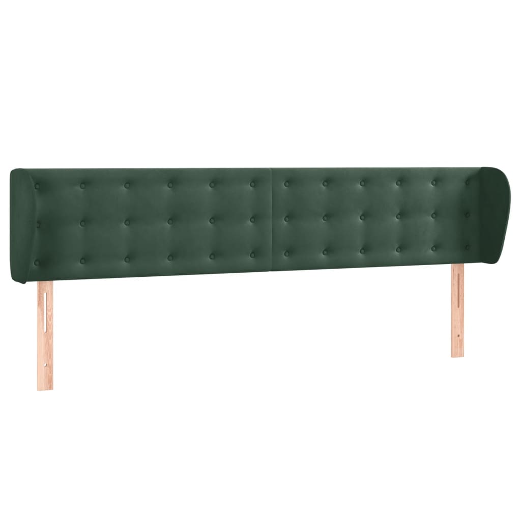 Cabeceira de cama c/ abas veludo 203x23x78/88cm verde-escuro