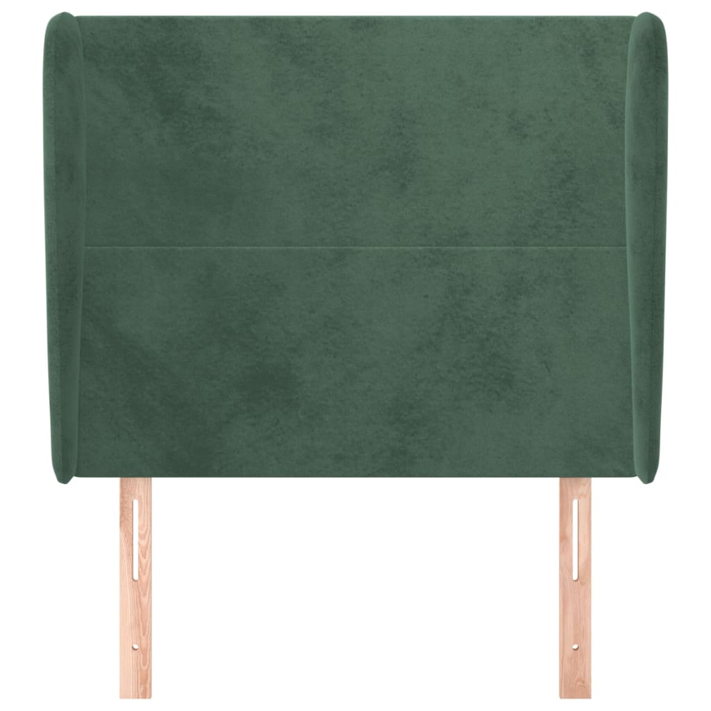 Cabeceira cama c/ abas veludo 93x23x118/128 cm verde-escuro