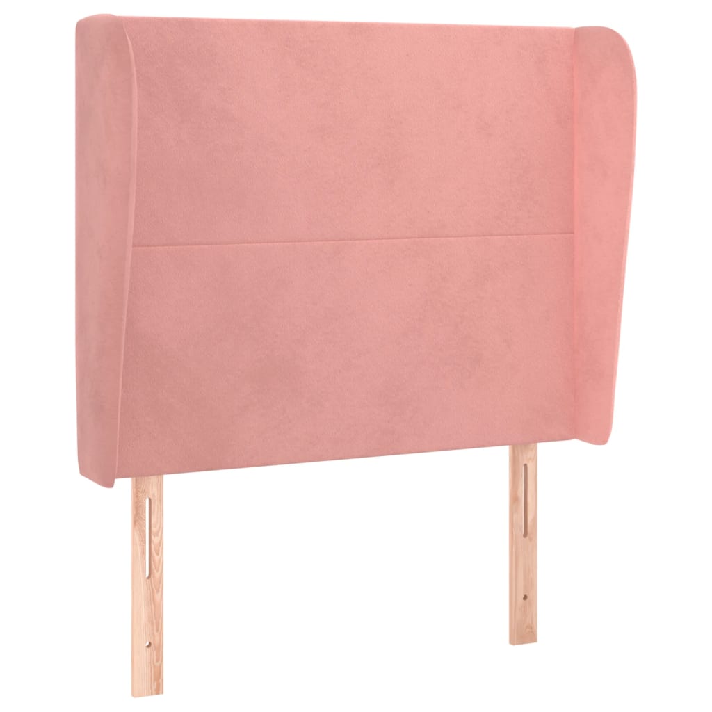 Cabeceira de cama c/ abas veludo 93x23x118/128 cm rosa