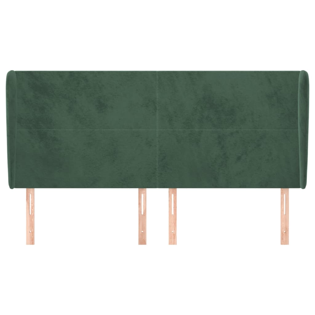 Cabeceira cama c/ abas veludo 183x23x118/128 cm verde-escuro