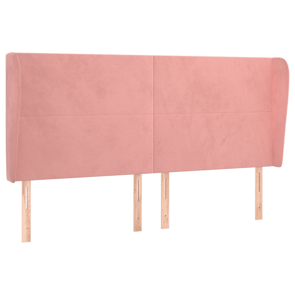 Cabeceira cama c/ abas veludo 183x23x118/128 cm rosa